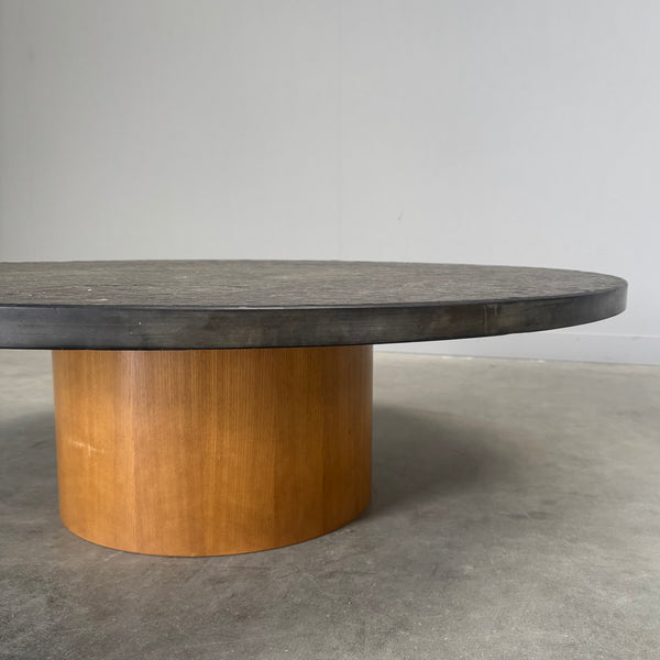 Round slate stone coffee table, 1970s