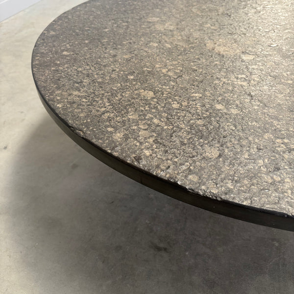 Round slate stone coffee table, 1970s