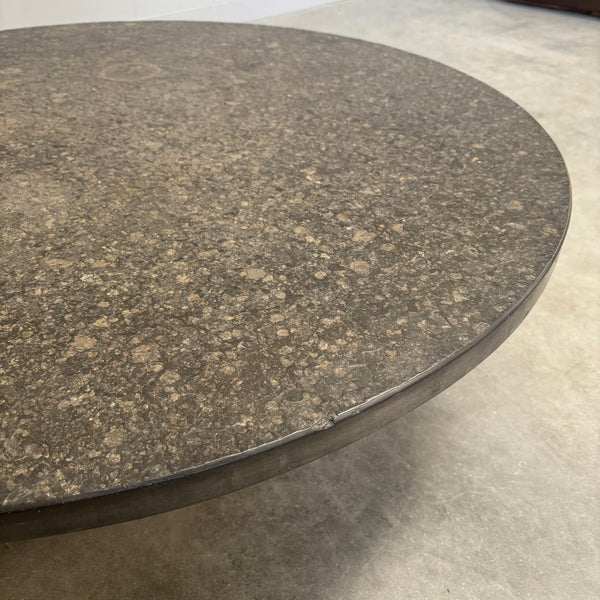 Round slate stone coffee table, 1970s