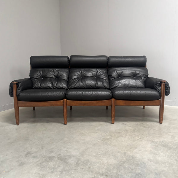Leather lounge sofa by Eric Merthen for Ire Möbel AB, 1960s