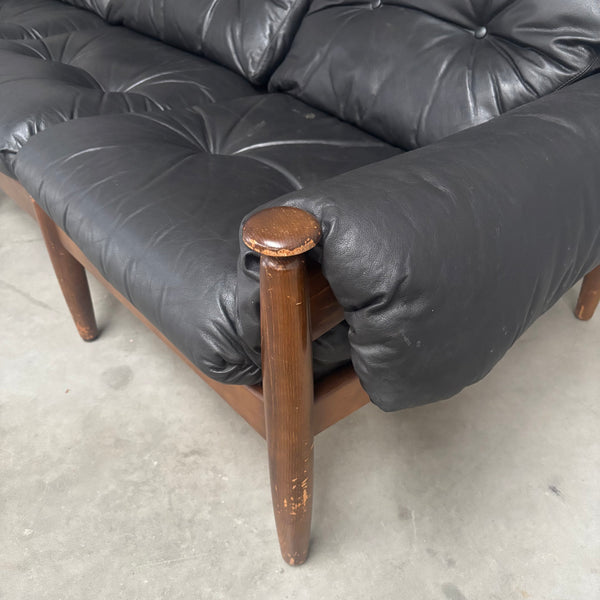 Leather lounge sofa by Eric Merthen for Ire Möbel AB, 1960s
