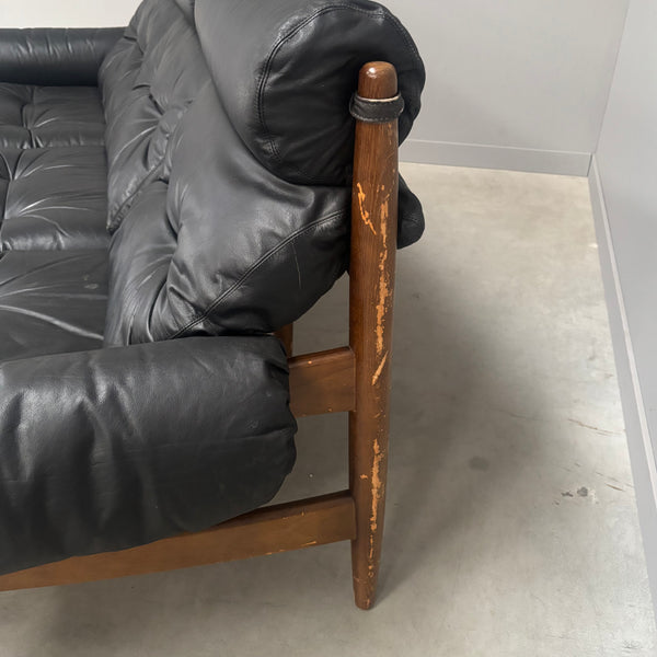 Leather lounge sofa by Eric Merthen for Ire Möbel AB, 1960s