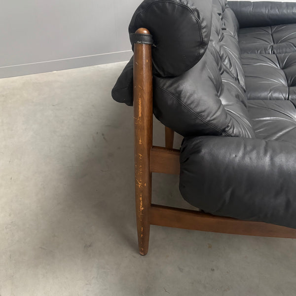 Leather lounge sofa by Eric Merthen for Ire Möbel AB, 1960s