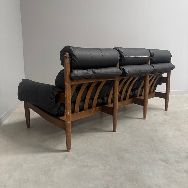 Leather lounge sofa by Eric Merthen for Ire Möbel AB, 1960s