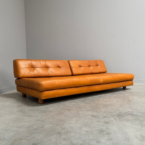 Cognac leather daybed / sofa, 1960s