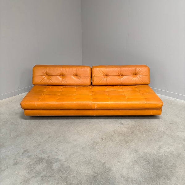 Cognac leather daybed / sofa, 1960s