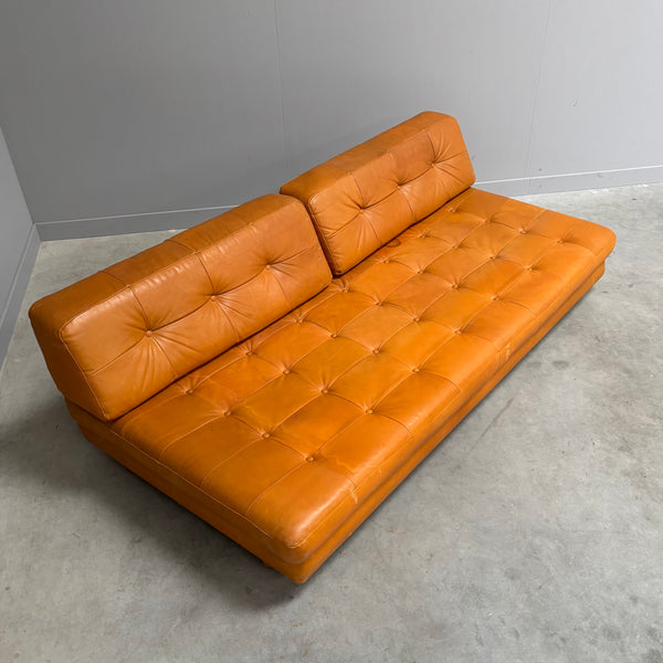 Cognac leather daybed / sofa, 1960s