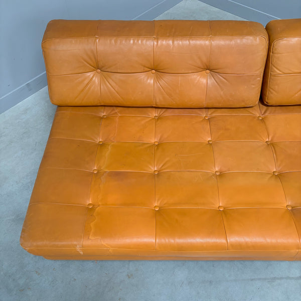 Cognac leather daybed / sofa, 1960s