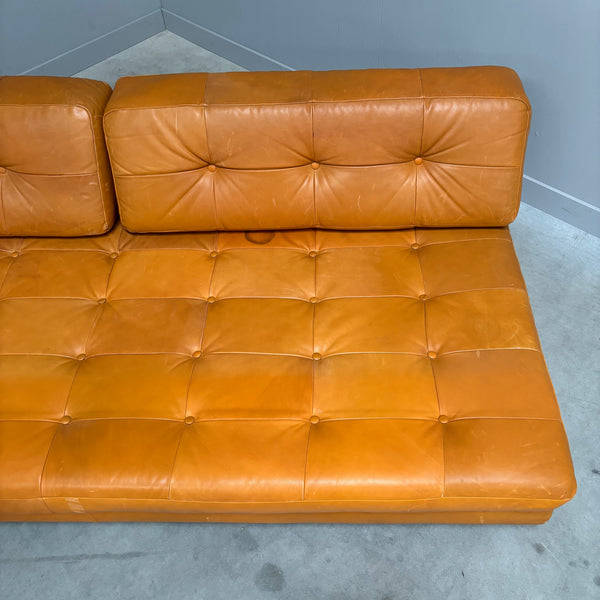 Cognac leather daybed / sofa, 1960s