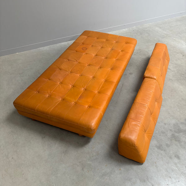 Cognac leather daybed / sofa, 1960s