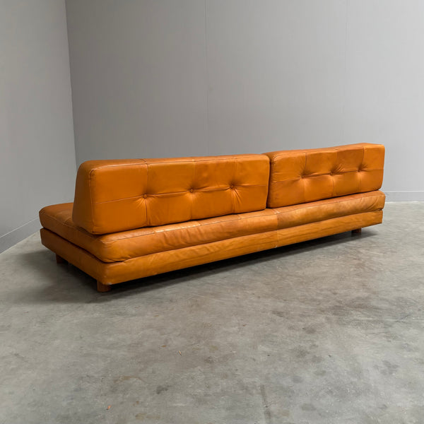Cognac leather daybed / sofa, 1960s