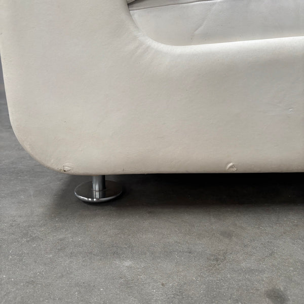 White leather Space Age 3 seat lounge sofa, 1970s