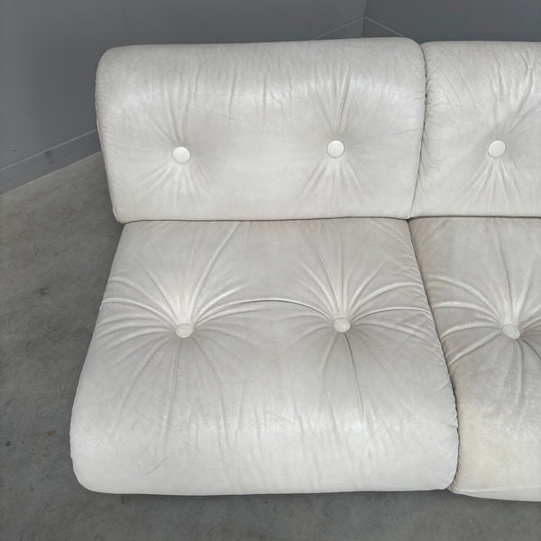 White leather Space Age 2 seat lounge sofa, 1970s