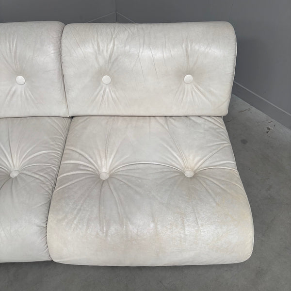 White leather Space Age 2 seat lounge sofa, 1970s
