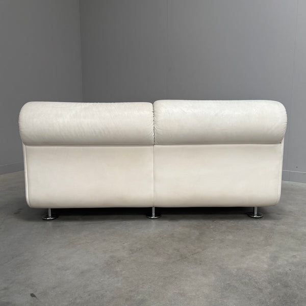 White leather Space Age 2 seat lounge sofa, 1970s