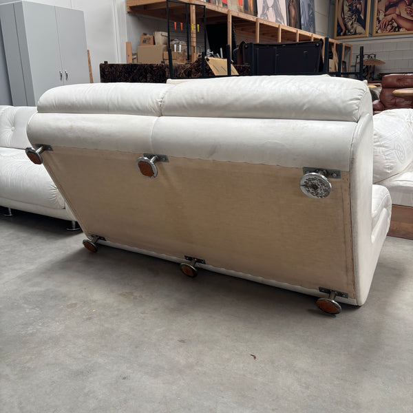 White leather Space Age 2 seat lounge sofa, 1970s
