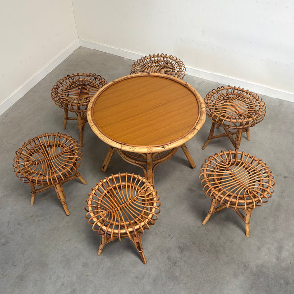 Set of six Franco Albini stools, 1960s
