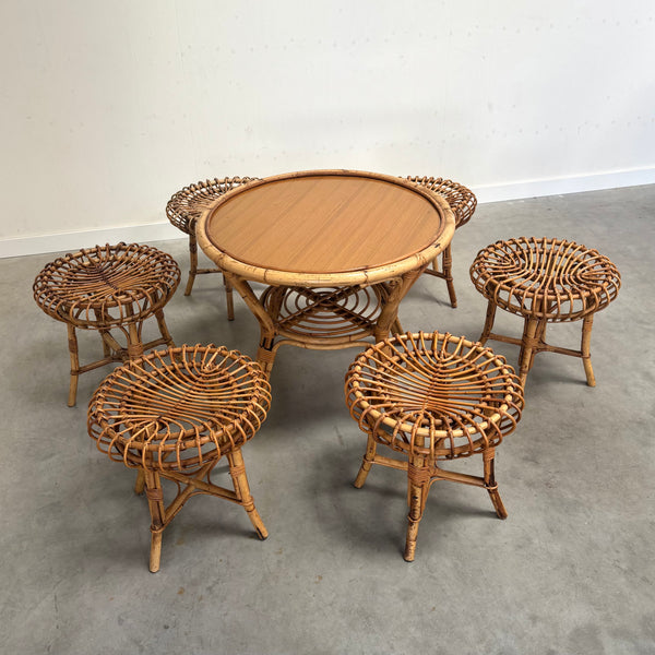 Set of six Franco Albini stools, 1960s