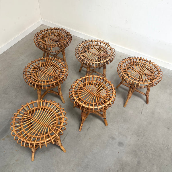 Set of six Franco Albini stools, 1960s