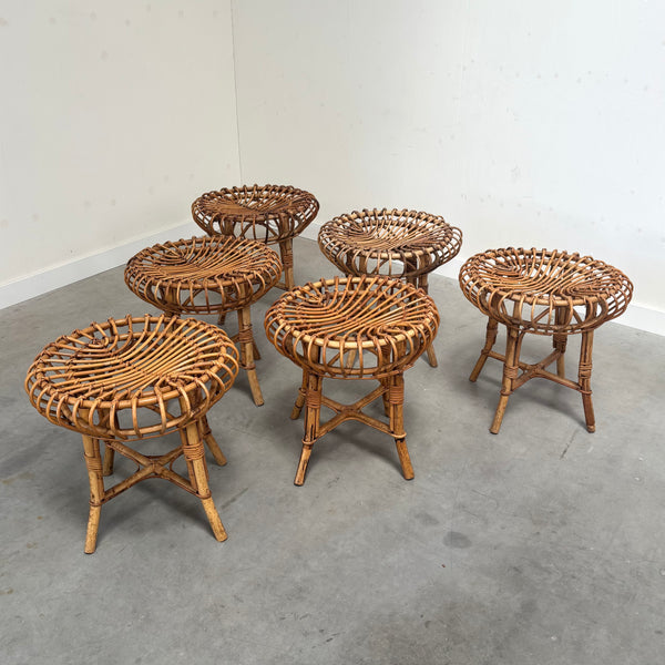 Set of six Franco Albini stools, 1960s
