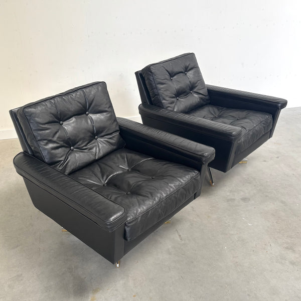 Vintage black swivel chairs, 1960s