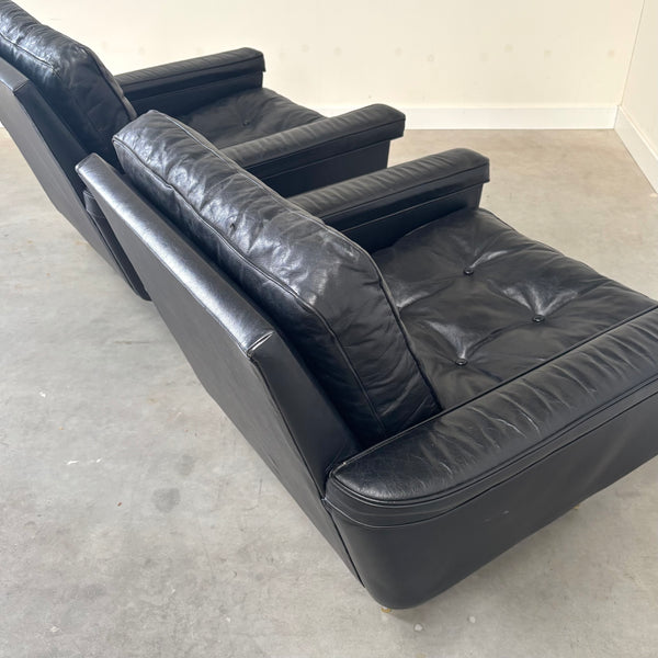 Vintage black swivel chairs, 1960s
