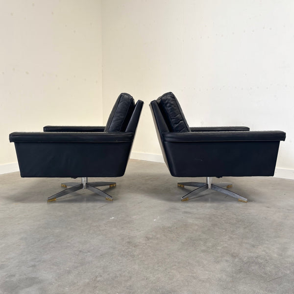Vintage black swivel chairs, 1960s