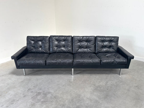 Vintage leather 4 seat sofa, 1960s