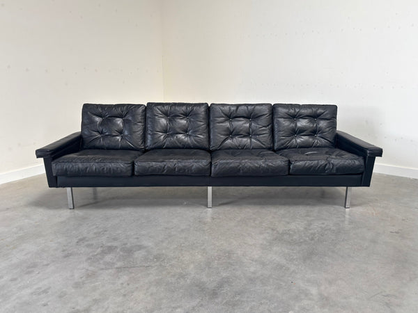Vintage leather 4 seat sofa, 1960s