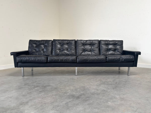 Vintage leather 4 seat sofa, 1960s