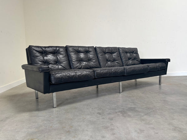 Vintage leather 4 seat sofa, 1960s