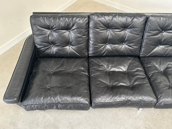 Vintage leather 4 seat sofa, 1960s