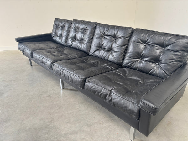 Vintage leather 4 seat sofa, 1960s