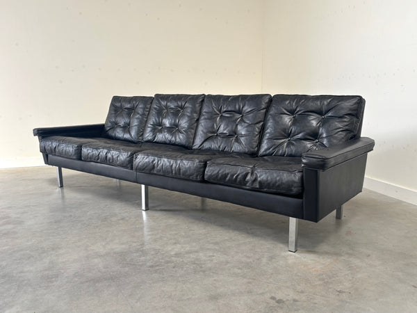 Vintage leather 4 seat sofa, 1960s