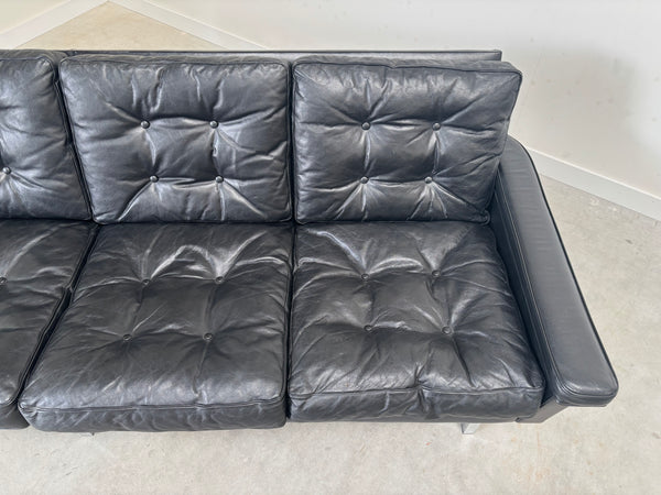 Vintage leather 4 seat sofa, 1960s