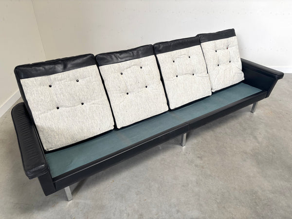 Vintage leather 4 seat sofa, 1960s