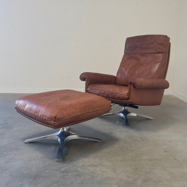 Vintage De Sede DS31 lounge chair with hocker, 1970s