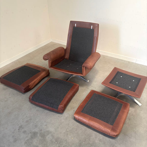 Vintage De Sede DS31 lounge chair with hocker, 1970s