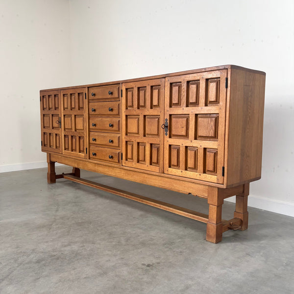 Spanish oak sideboard in Brutalist style, 1970s