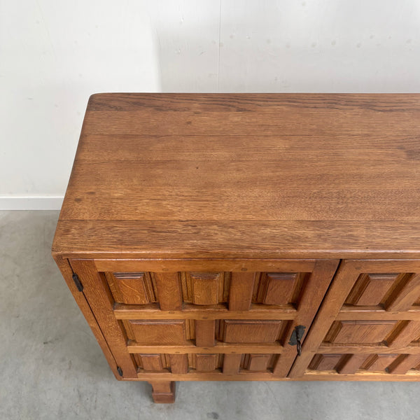 Spanish oak sideboard in Brutalist style, 1970s