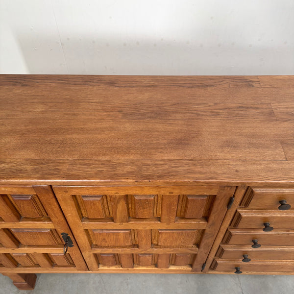 Spanish oak sideboard in Brutalist style, 1970s