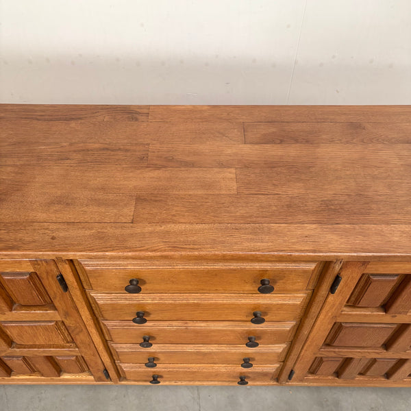 Spanish oak sideboard in Brutalist style, 1970s