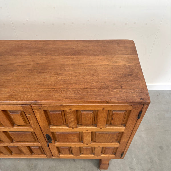 Spanish oak sideboard in Brutalist style, 1970s