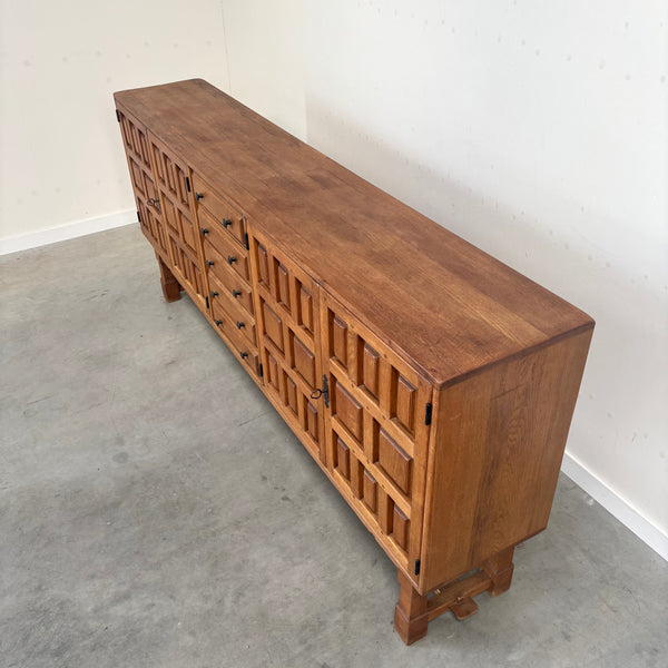 Spanish oak sideboard in Brutalist style, 1970s