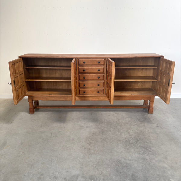 Spanish oak sideboard in Brutalist style, 1970s