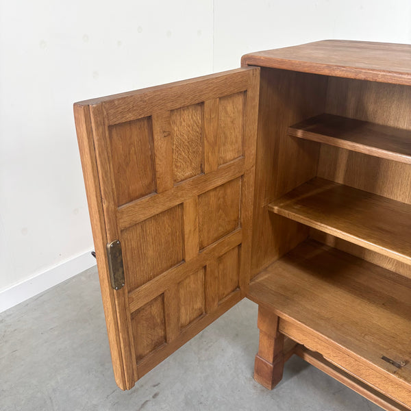 Spanish oak sideboard in Brutalist style, 1970s