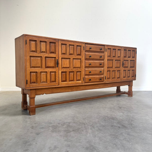 Spanish oak sideboard in Brutalist style, 1970s