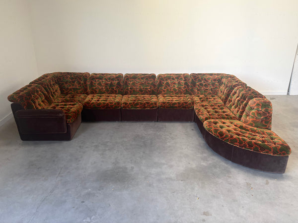 Large 1970s modular sectional lounge sofa