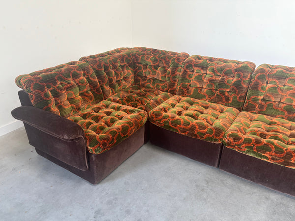 Large 1970s modular sectional lounge sofa