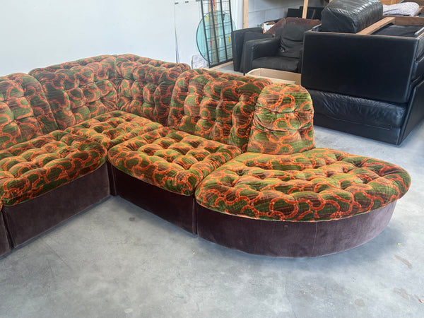 Large 1970s modular sectional lounge sofa